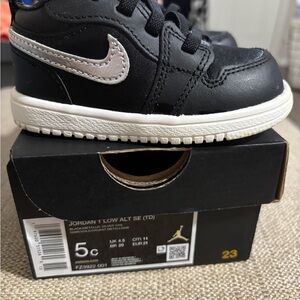 Jordan Kids Black Sneakers with White Soles
